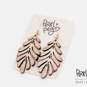 Flowing Leaf Segments Laser Engraved Earrings Digital Download