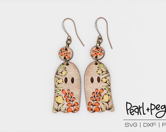 Floral Ghost Laser Grabado Pendientes Descarga Digital