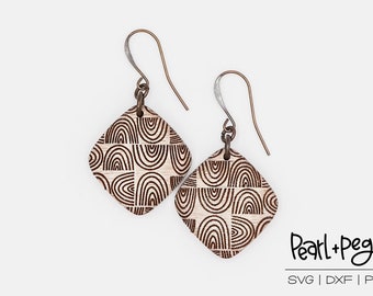 Rainbow Quad Laser Engraved Earrings Digital Download