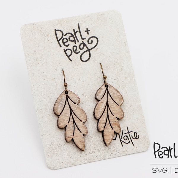 Lined Long Leaf Laser Engraved Earrings Digital Download