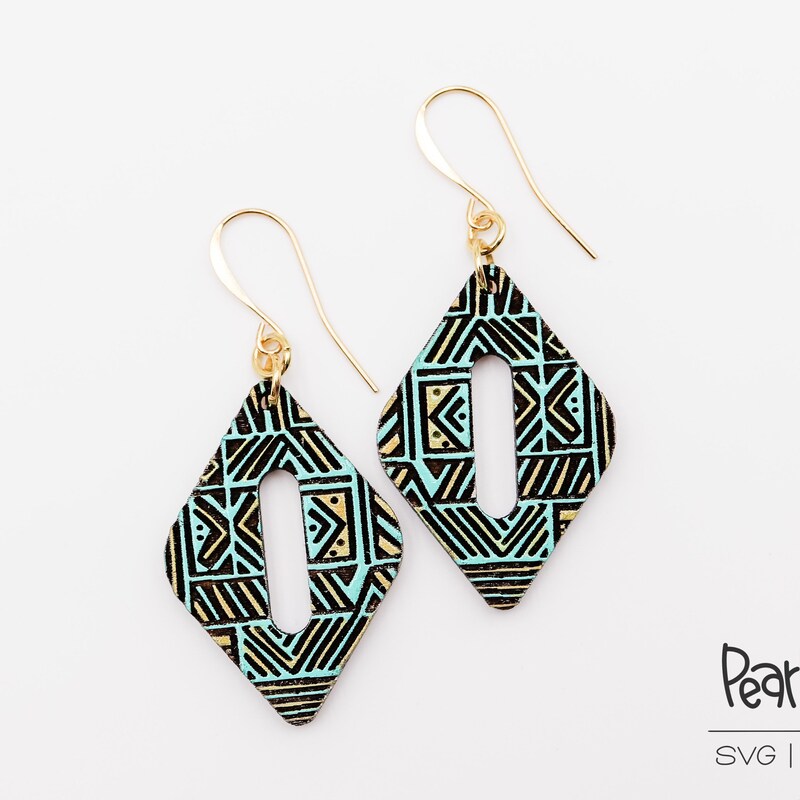 Large Sunbeam Protection Aztec Hoop Earrings - White Diamonds & 14k Yellow Gold main image 0