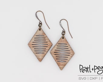 Diamond Center Cutouts Laser Engraved Earrings Digital Download