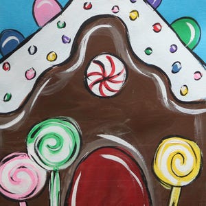 Gingerbread House Christmas Card - Acrylic hand painted 5.5x8.5 card