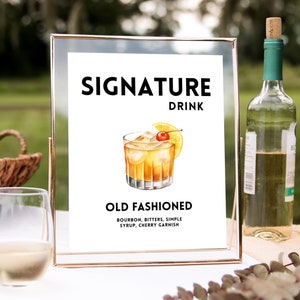 Signature Drink Sign | Signature Cocktails Sign | His and Hers Drinks | Wedding Bar Menu Sign | Custom Wedding Cocktail Menu | SD02