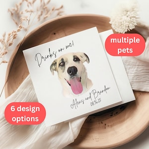 Drinks on Me, Drinks on Us Pet Napkin for Wedding | Custom Pet Portrait Napkin | Multiple Pet Options | Cocktail | Watercolor, Cartoon