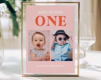 Retro When We Were Age Table Number Sign Template | Wedding Photo Table Numbers | Childhood Ages Table Numbers | Canva Digital Download