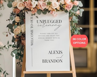 Unplugged Ceremony Sign | No Devices Wedding Ceremony Sign | Modern, Minimalist, Elegant Wedding | Foam Core Board, Canvas and Poster | SK06