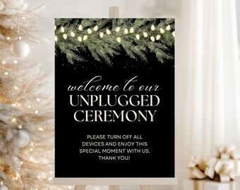 Unplugged Wedding Sign | Unplugged Ceremony Sign | Wedding Signage | Foam Core Board, Canvas and Poster Options | Winter Wedding | WT01