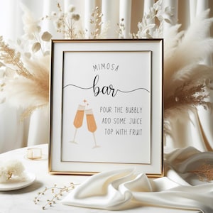 Digital Download Mimosa Bar Sign | Bottomless Mimosas | Brunch and Bubbly | Brunch Decoration | Bridal Shower, Bachelorette | SK01