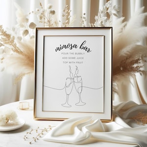 Digital Download Mimosa Bar Sign | Bottomless Mimosas | Brunch and Bubbly | Brunch Decoration | Bridal Shower, Bachelorette | SK02