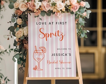 Love at First Spritz Bridal Shower Sign | Orange Citrus | Aperol Spritz Bridal Shower Welcome Sign | Foam Board, Canvas, Poster | AP02