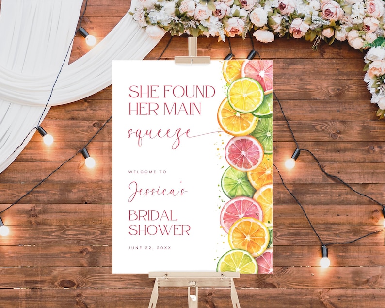 She Found Her Main Squeeze Bridal Shower Sign | Citrus Bridal Shower ...