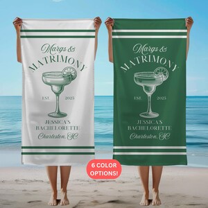 Margs and Matrimony Bachelorette Beach Towel | Margaritas and Matrimony | Personalized Beach Towel | Bridesmaids Gift | Bachelorette Favor