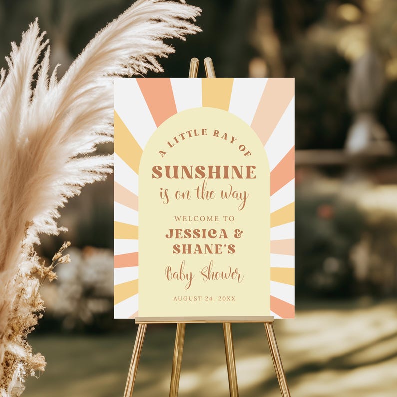 A Little Ray of Sunshine is on the Way Baby Shower Welcome Sign ...