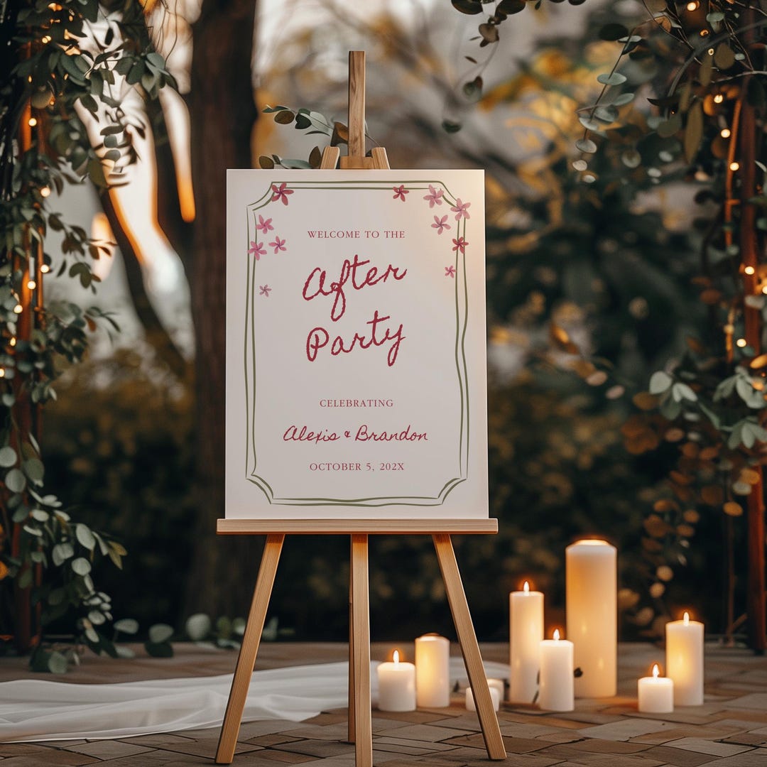 Hand Drawn After Party Welcome Sign | After Party Sign | Pink Green ...