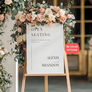 Open Seating Wedding Sign | No Sides Wedding Ceremony Sign | Sit Anywhere Sign | Modern, Minimal | Foam Core Board, Canvas and Poster | SK05