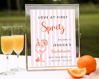 Love at First Spritz Bachelorette Sign | Orange Citrus Spritz | Aperol Spritz Bach Party Welcome Sign | Foam Board, Canvas, Poster | AP02