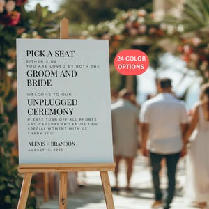 Pick a Seat not a Side Wedding Sign | Unplugged Ceremony Wedding Sign | Foam Core Board, Canvas, Poster Options | Wedding Welcome Sign