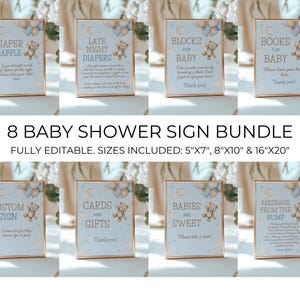 Ensemble de panneaux numériques pour baby shower We Can Bearly Wait | Panneaux de douche sur le thème des ours en peluche | Bleu, rose et neutre | Téléchargement numérique sur toile | BW17