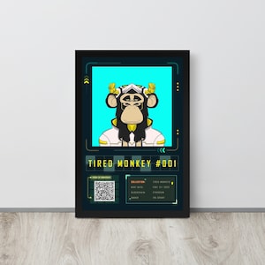 Custom Interactive Framed NFT Poster Non Fungible Wall Art with QR Code Link