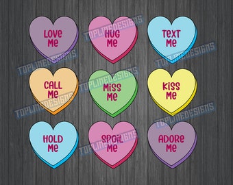 Valentine's Candy Hearts - PNG