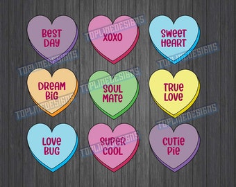 Valentine's Candy Hearts XOXO - PNG