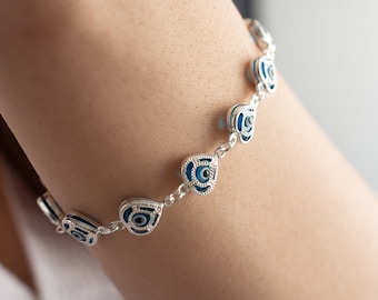 Sterling Silver Evil eye Bracelet, Protection Bracelet Evil eye Silver, Bead evil eye bracelet, Blue Evil Eye Bracelet, Gift for Her,for Mum