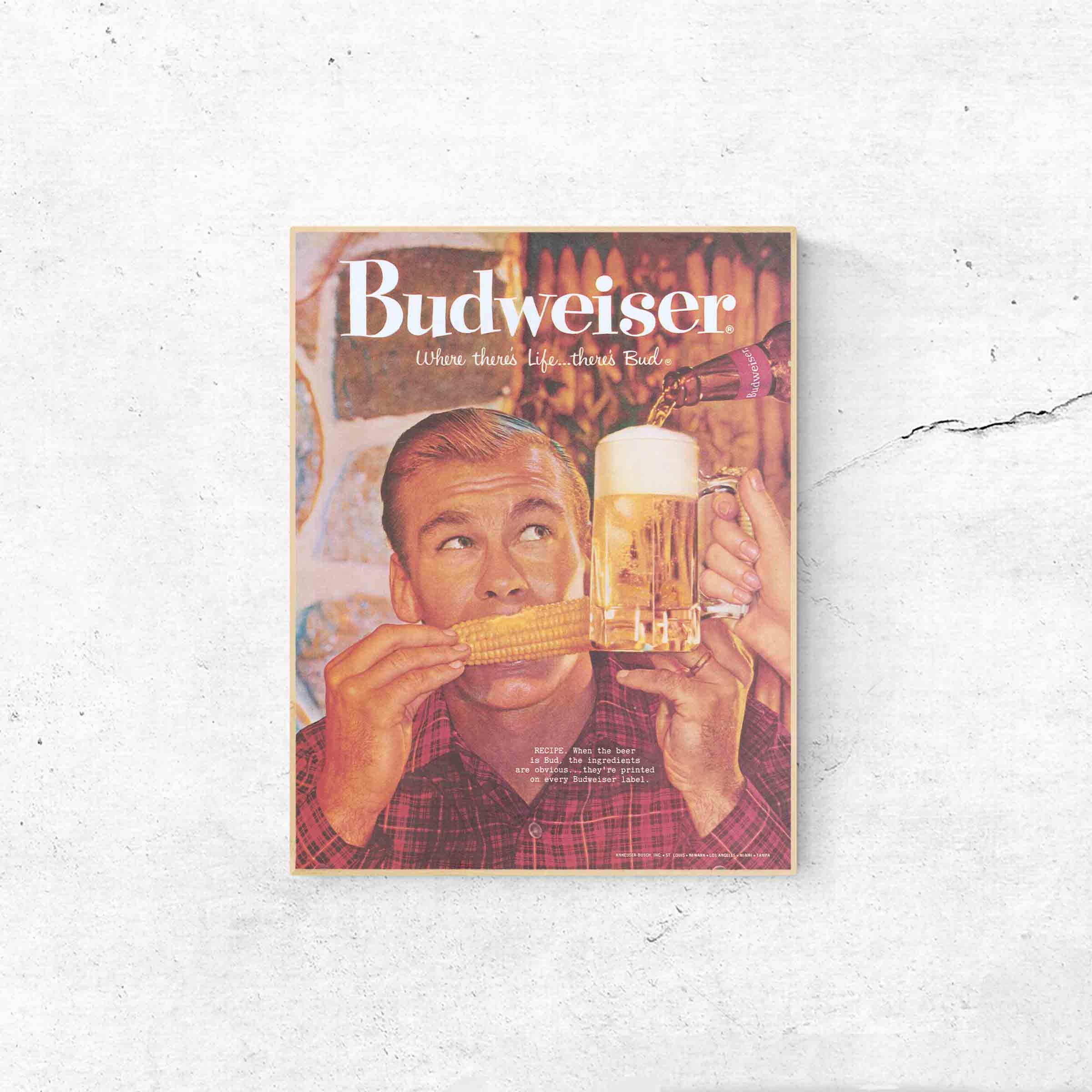 60's～70's　Budweiser 　看板　縦30.5cm　オーバル型 il_fullxfull.3802312023_889g.jpg