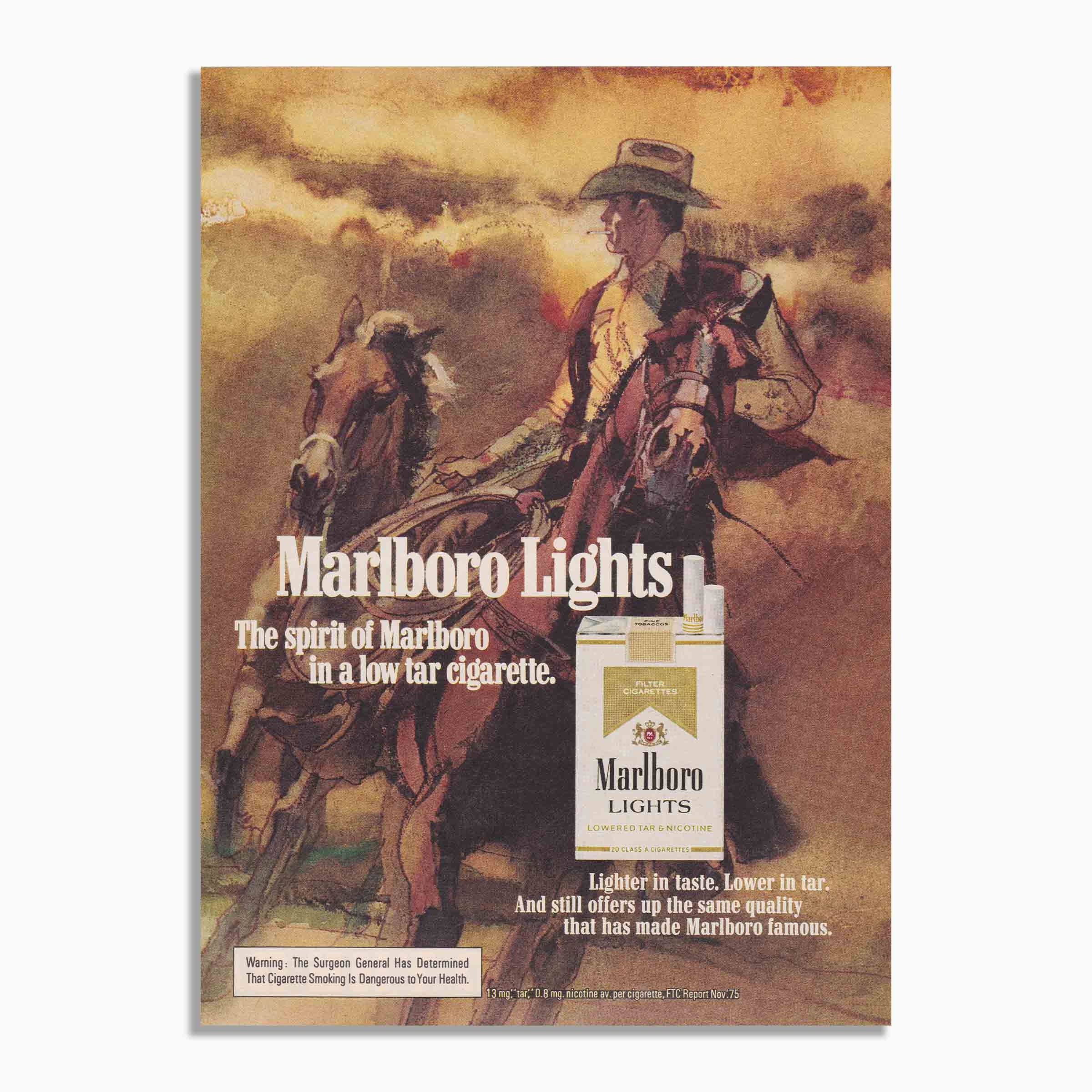 Vintage Marlboro Lights Cigarette Advertisement