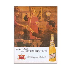 vintage Miller High Life Advertising 1963 - Annonce originale imprimée 10x14