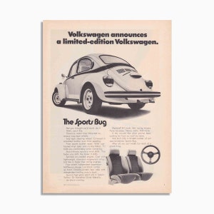 Vintage Volkswagon Sports Bug Advertisement - Original Print Ad 1970s
