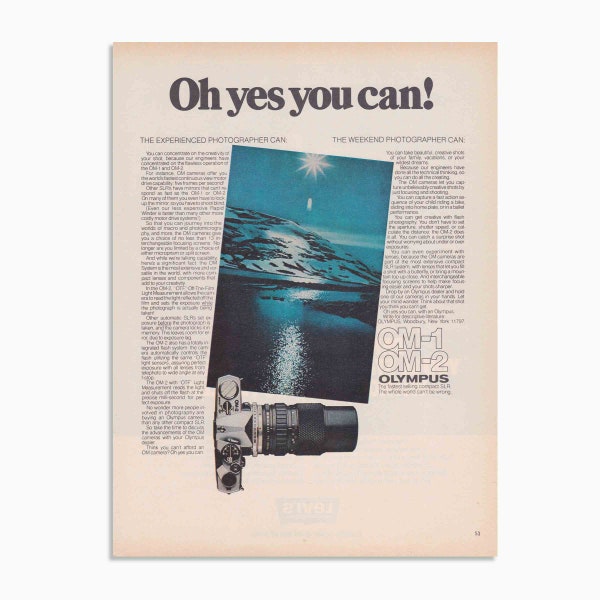 vintage Olympus OM-1 OM-1 Camera Advertising - Original Print Ad 1970s