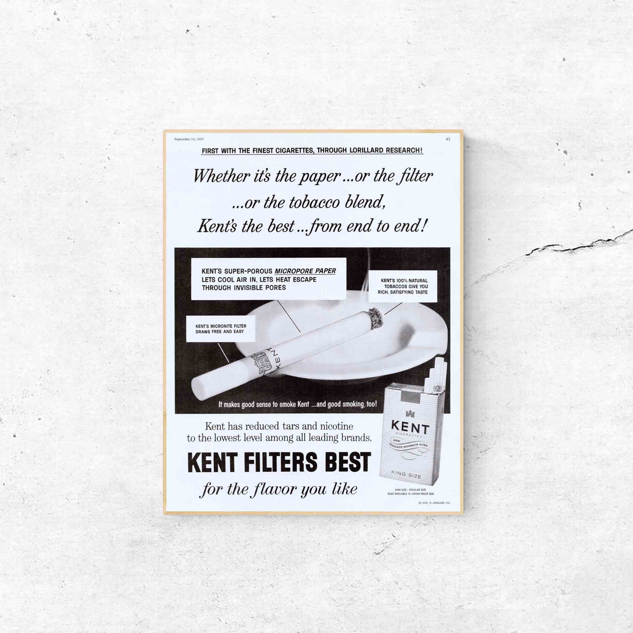 Vintage Kent Cigarettes Advertisement 1959 - Original Print Ad 10x14