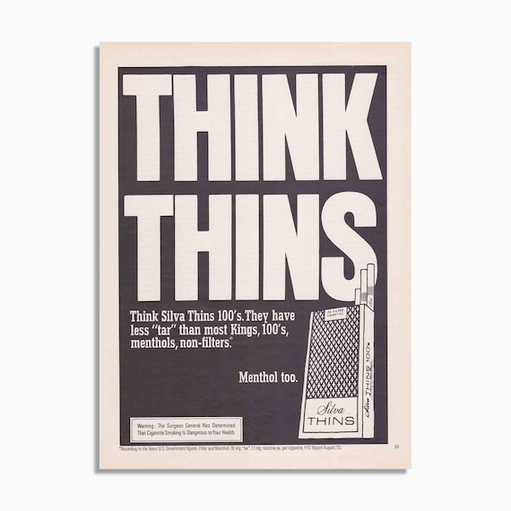 Vintage Silva Thins Cigarettes Advertisement 60s 70s - Original Print Ad