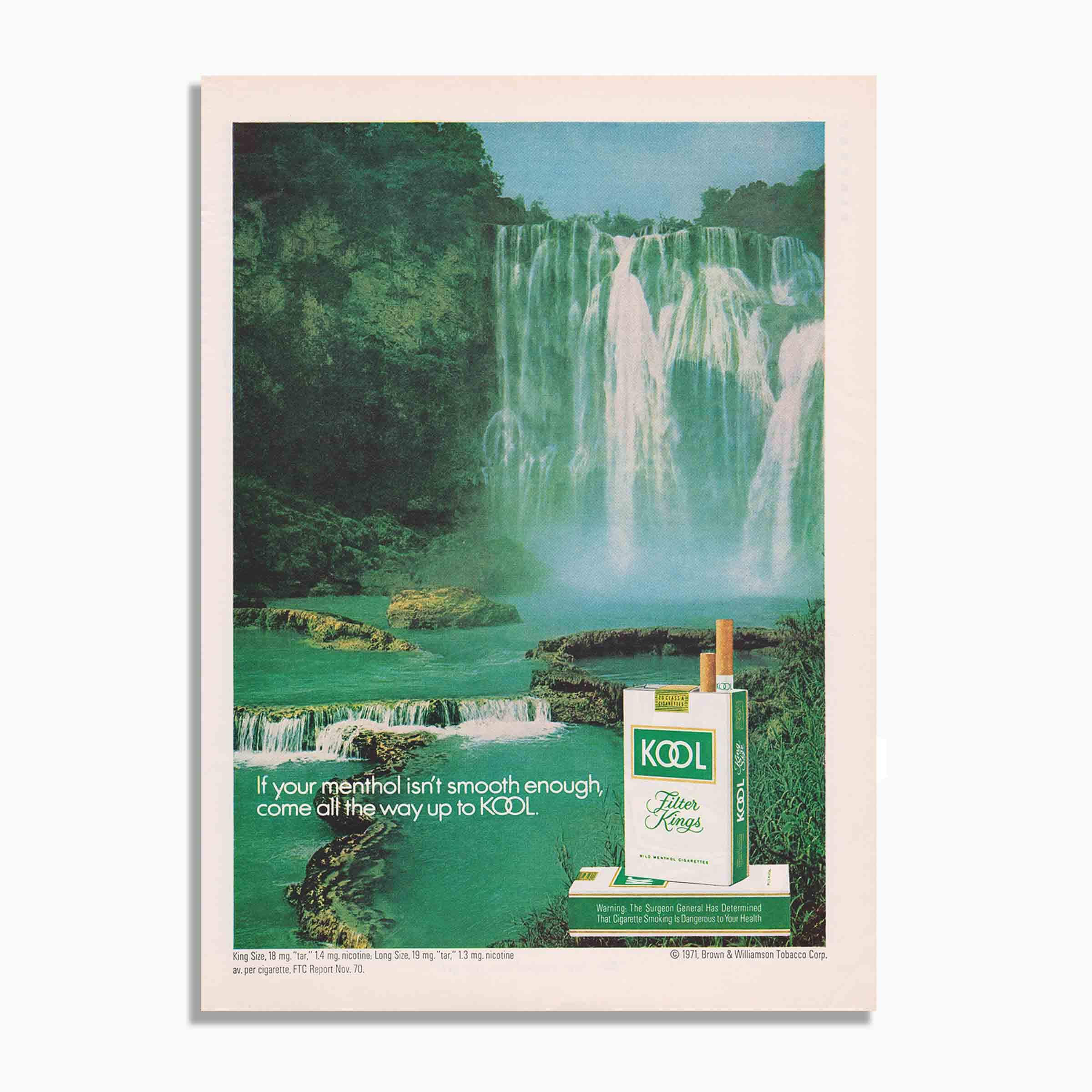 cigarette waterfall Vintage Kool Cigarettes Advertisement