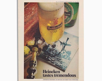 Vintage Heineken Beer Advertisement - Stampa originale Annuncio anni '60 anni '70