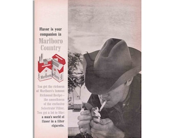 Vintage Marlboro Cigarettes Advertisement 1963 - Original Print Ad 10x14