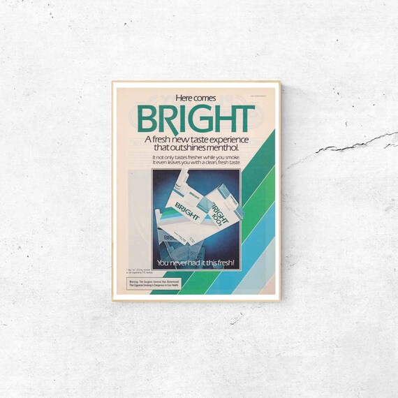 what are bright cigarettes Vintage Bright Cigarettes Advertisement