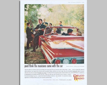Reklam för vintage Delco-radiobil från 1959 - Original tryckt annons 10x14