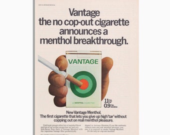 Vintage Vantage Cigarettes Advertisement - Original Print Ad 1971 - Vintage Wall Art