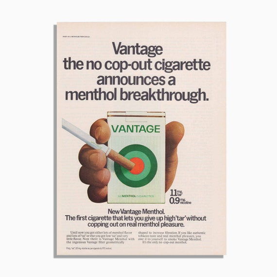 Vintage Vantage Cigarettes Advertisement - Original Print Ad 1971