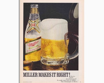 Vintage Miller High Life Beer Advertisement - Original Print Ad 1970s