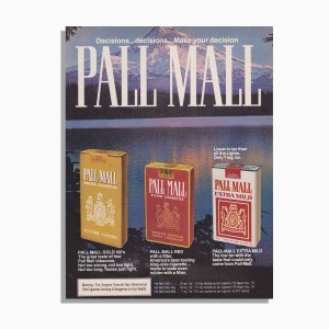 Vintage Pall Mall Cigarettes Advertisement - Original Print Ad 1977 - Vintage Wall Art