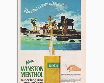 Vintage 1980 Print Ad for Winston Lights Cigarettes