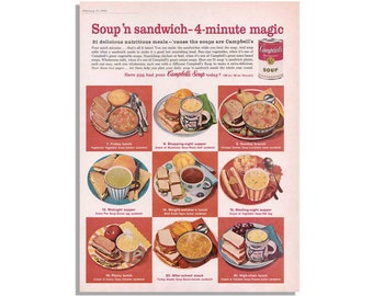 Vintage Cambells Soup Advertisement 1962 - Original Print Ad 10x14