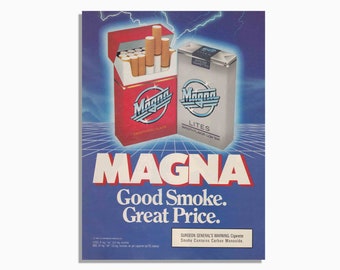 Vintage Magna Cigarettes Advertisement - Original Print Ad 1980s - Vintage Wall Art