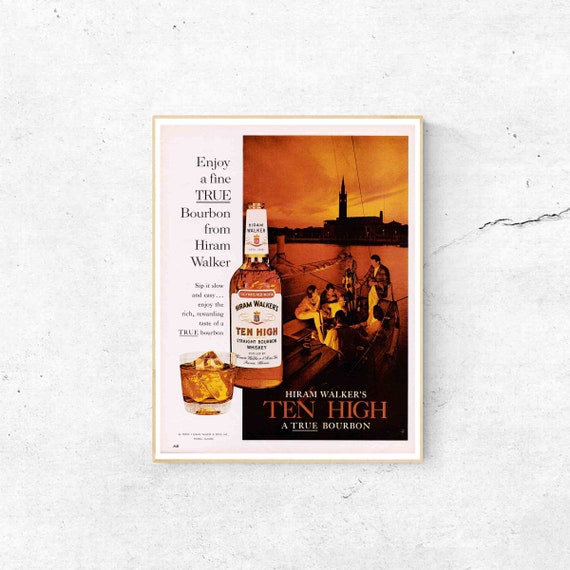 Vintage Hiram Walker's Ten High Bourbon Advertisement 1964