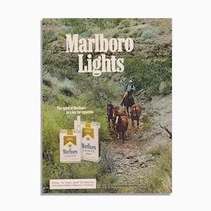 Vintage Marlboro Lights Cigarette Advertisement - Original Print Ad 1980 - Vintage Wall Art