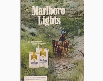 Vintage Marlboro Lights Cigarette Advertisement - Original Print Ad 1980 - Vintage Wall Art