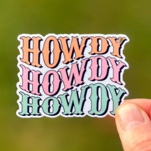 Howdy Sticker: Retro Western Vinyl Decal for Laptop or Water Bottle | Cowboy Cowgirl Gift